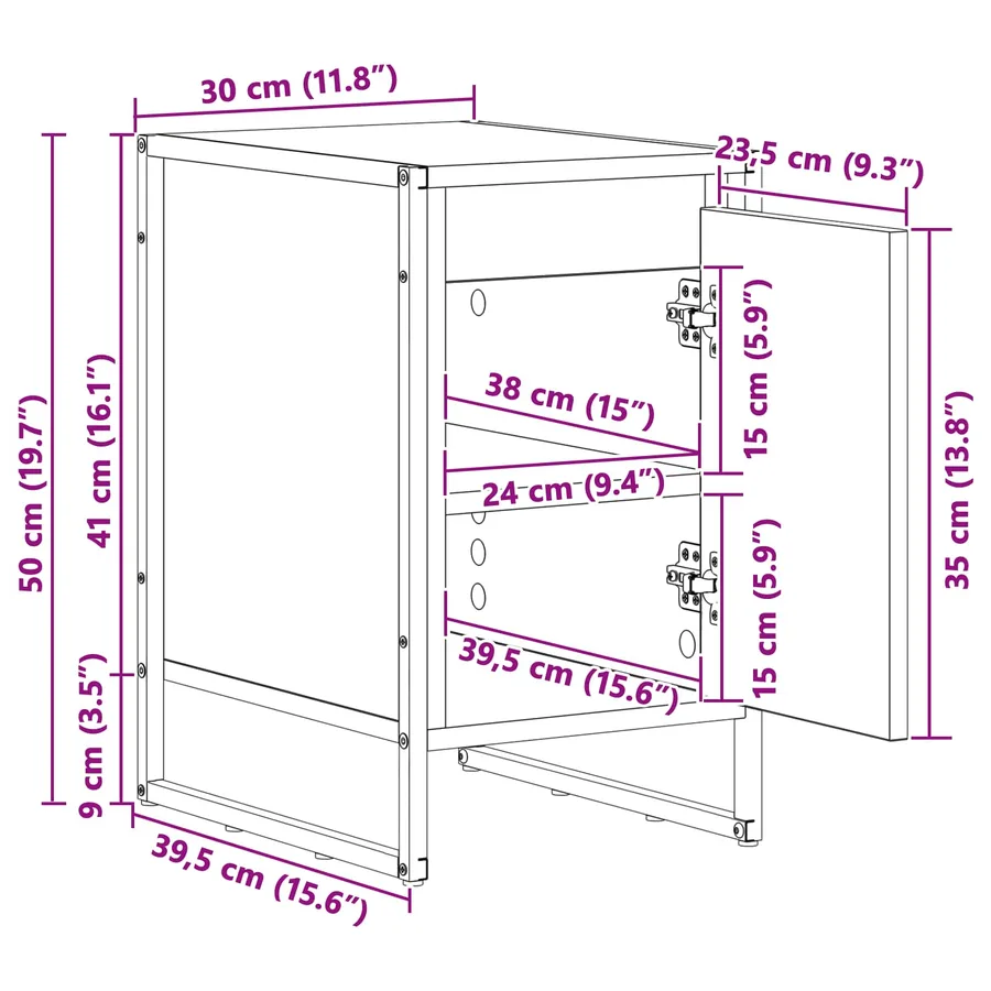 Table de chevet 2 pc Chêne artisan 39,5 x 30 x 50 cm - 14
