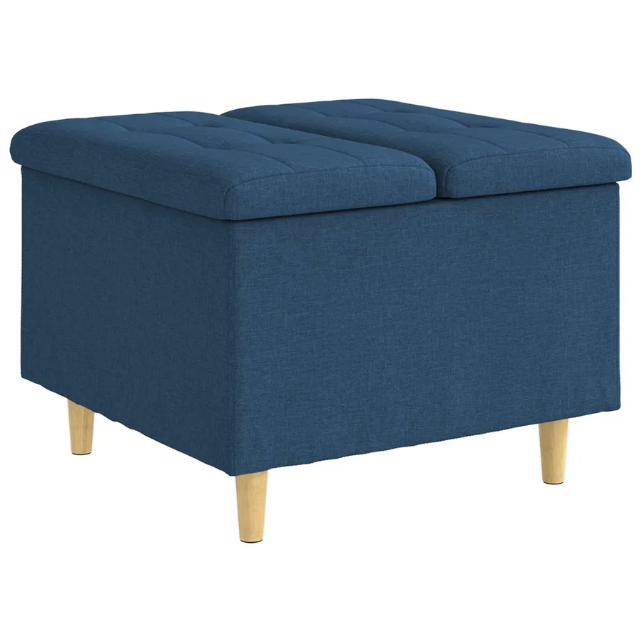 Pouf de rangement avec coussin Bleu 60 x 60 x 45 cm tissu - 2