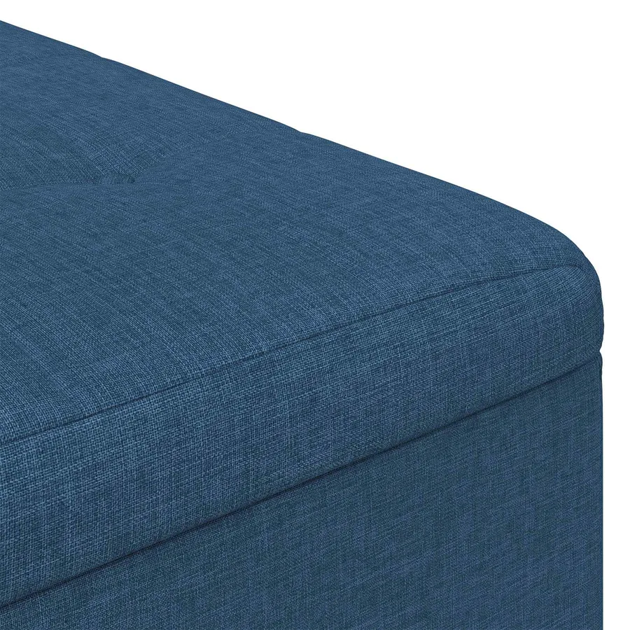 Pouf de rangement avec coussin Bleu 60 x 60 x 45 cm tissu - 7