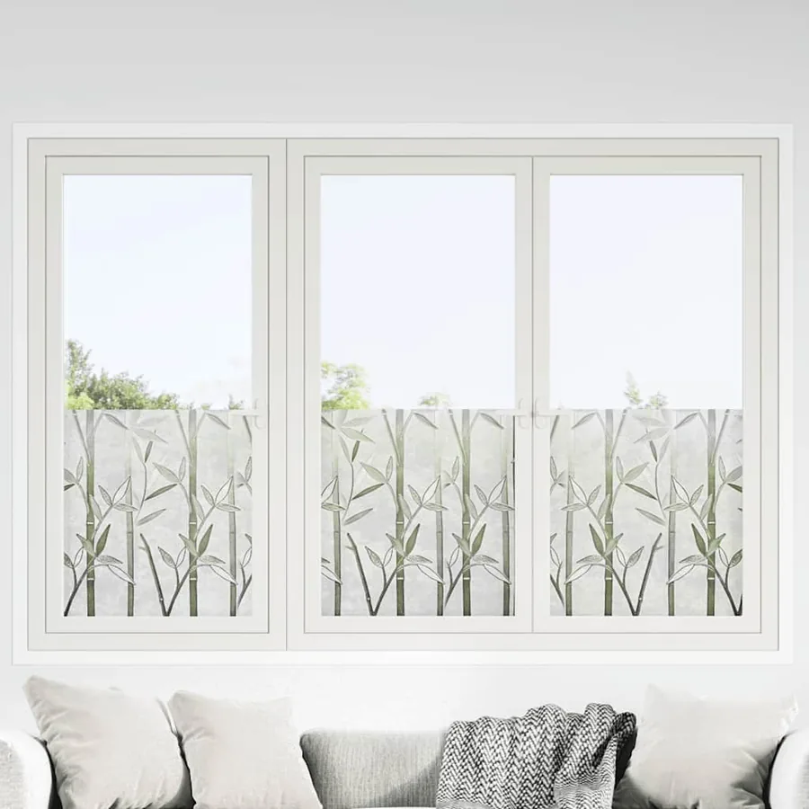 Films pour fenêtre 4 pcs dépoli motif de bambou PVC