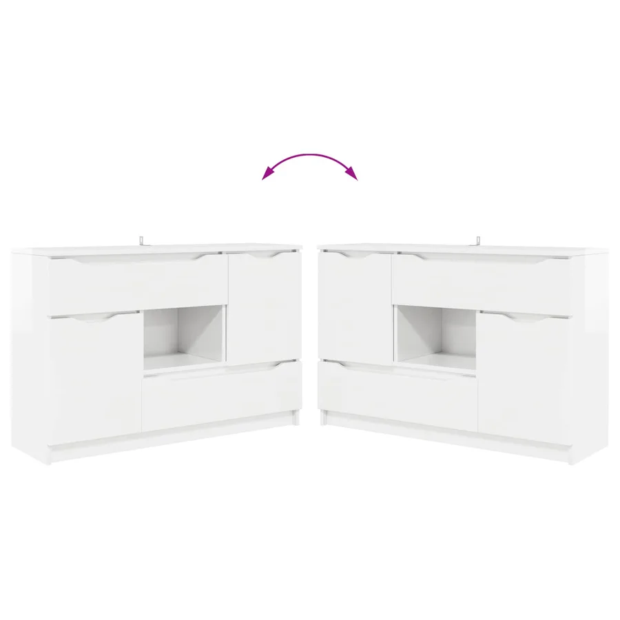 Buffet Blanc brillant 100 x 30 x 65,6 Bois d'ingénierie - 12