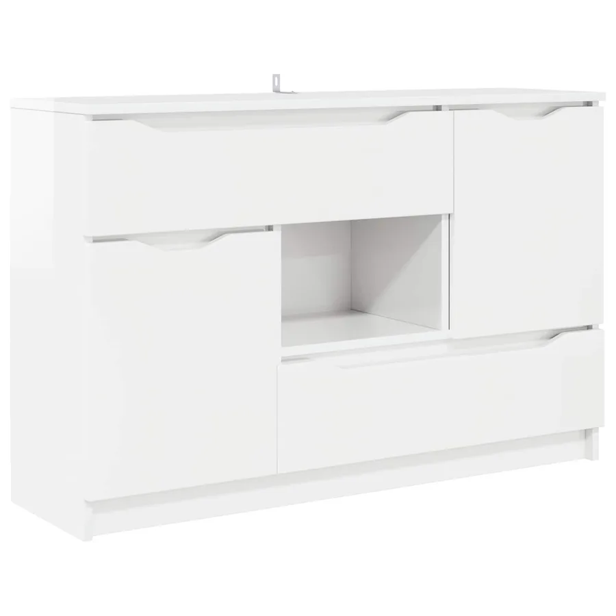 Buffet Blanc brillant 100 x 30 x 65,6 Bois d'ingénierie - 2