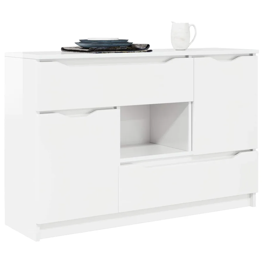 Buffet Blanc brillant 100 x 30 x 65,6 Bois d'ingénierie - 3
