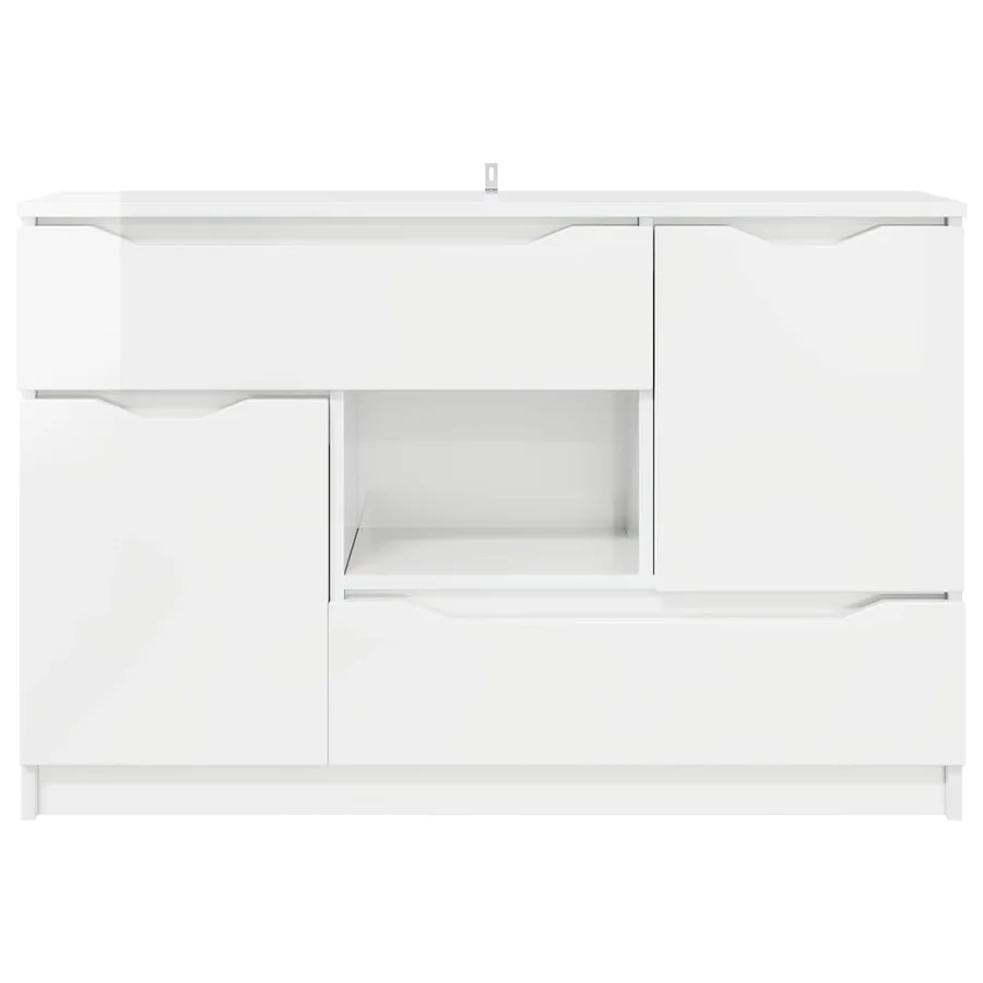 Buffet Blanc brillant 100 x 30 x 65,6 Bois d'ingénierie - 6