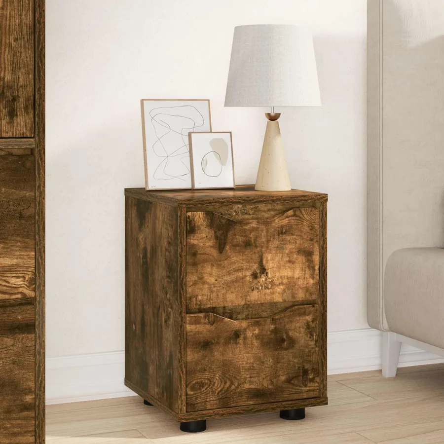 Tables de chevet avec tiroir 2 pcs Chêne fumé 30,5 x 30 x 43 cm - 4