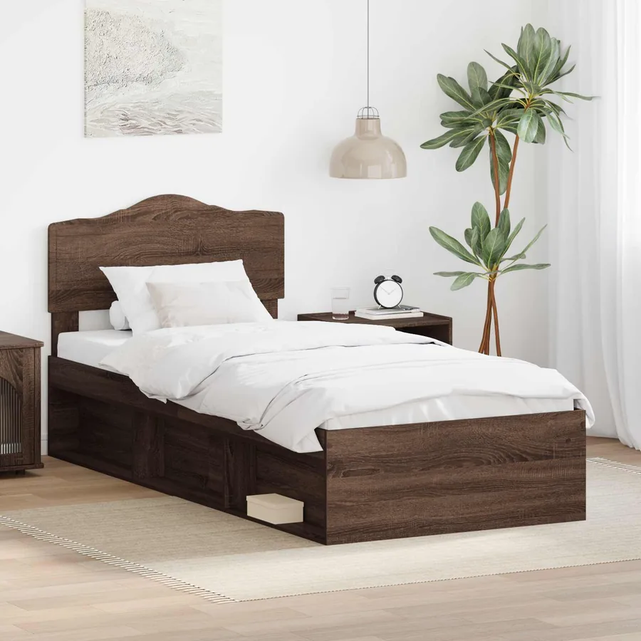 Cadre de lit Chêne brun 75 x 190 cm Bois de pin massif