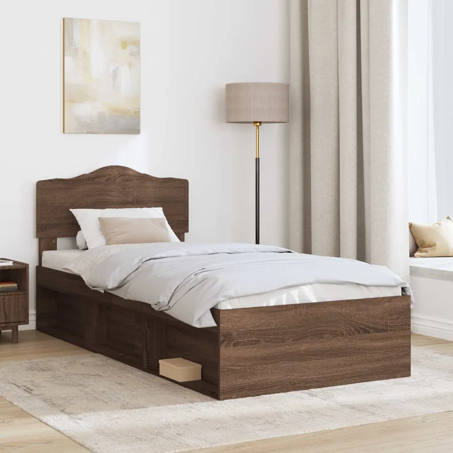 Cadre de lit Chêne brun 75 x 190 cm Bois de pin massif - 3