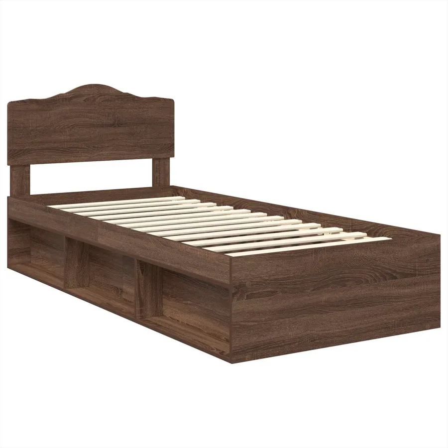 Cadre de lit Chêne brun 75 x 190 cm Bois de pin massif - 4