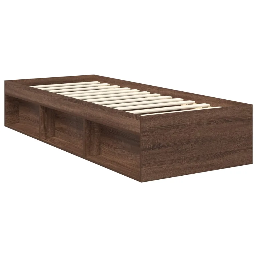 Cadre de lit Chêne brun 75 x 190 cm Bois de pin massif - 5