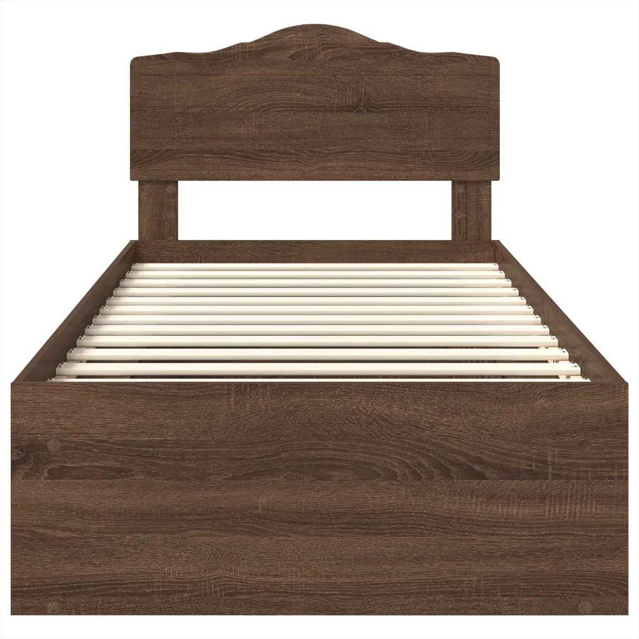 Cadre de lit Chêne brun 75 x 190 cm Bois de pin massif - 7