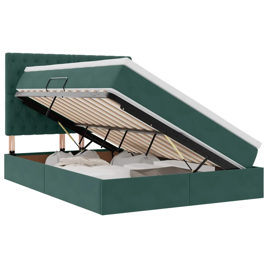 Lit de rangement LED avec matelas Vert foncé 140 x 200 cm - 2