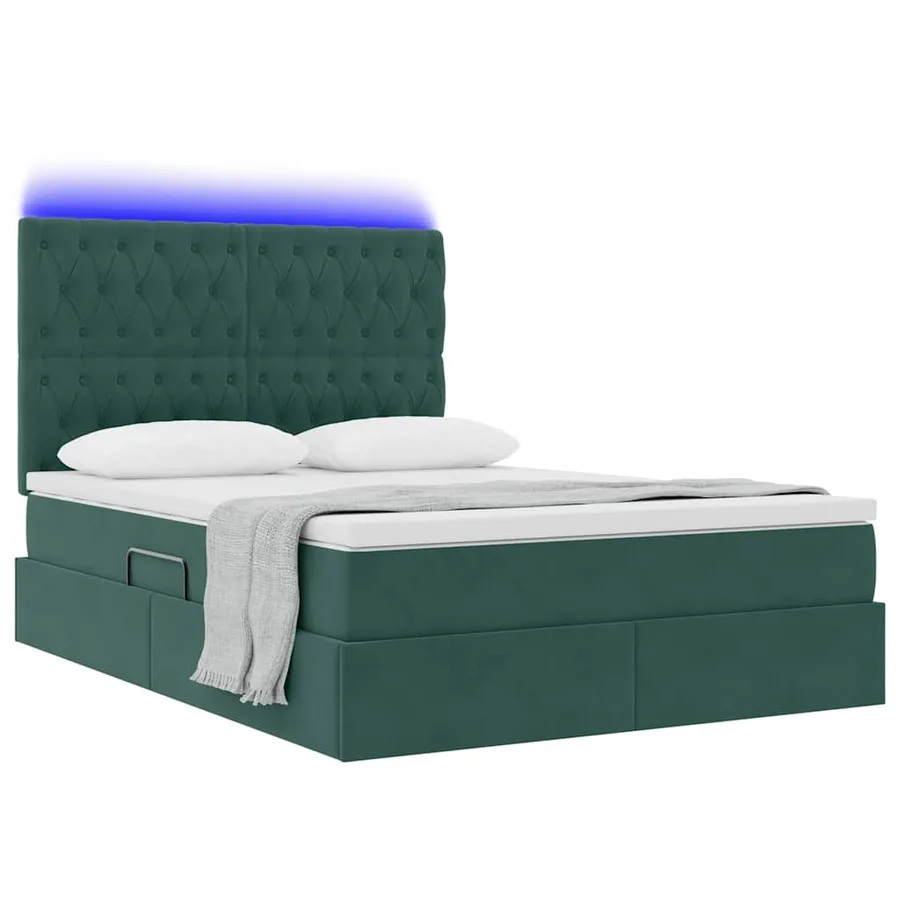 Lit de rangement LED avec matelas Vert foncé 140 x 200 cm - 3