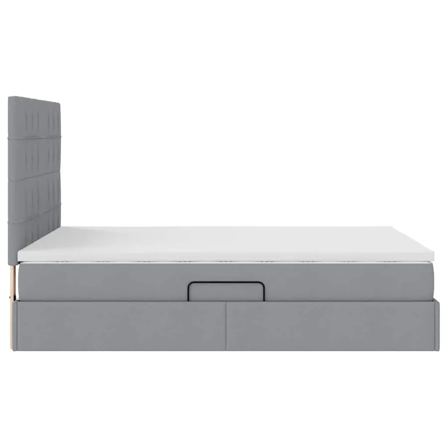 Lit de rangement LED avec matelas Gris clair 140 x 200 cm Tissu - 11
