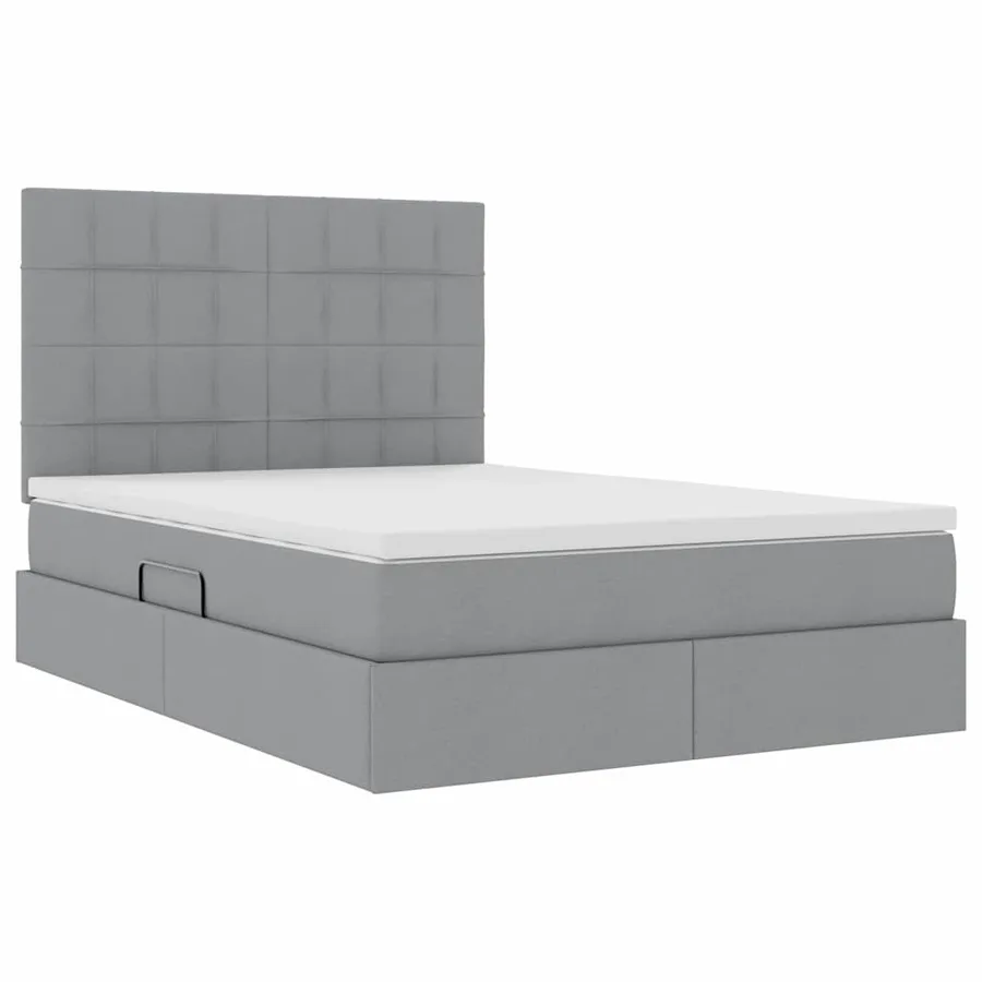 Lit de rangement LED avec matelas Gris clair 140 x 200 cm Tissu - 6