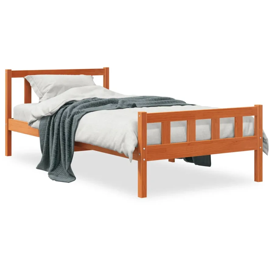 Cadre de lit sans matelas cire marron 75x190 cm bois pin massif - 2