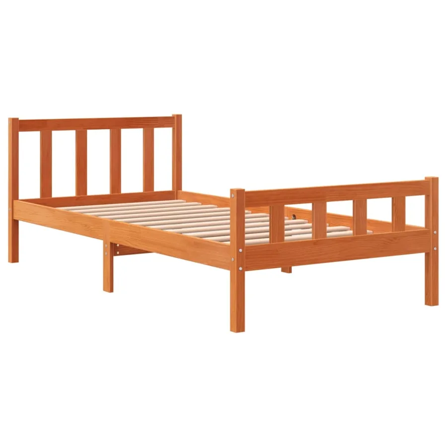 Cadre de lit sans matelas cire marron 75x190 cm bois pin massif - 3