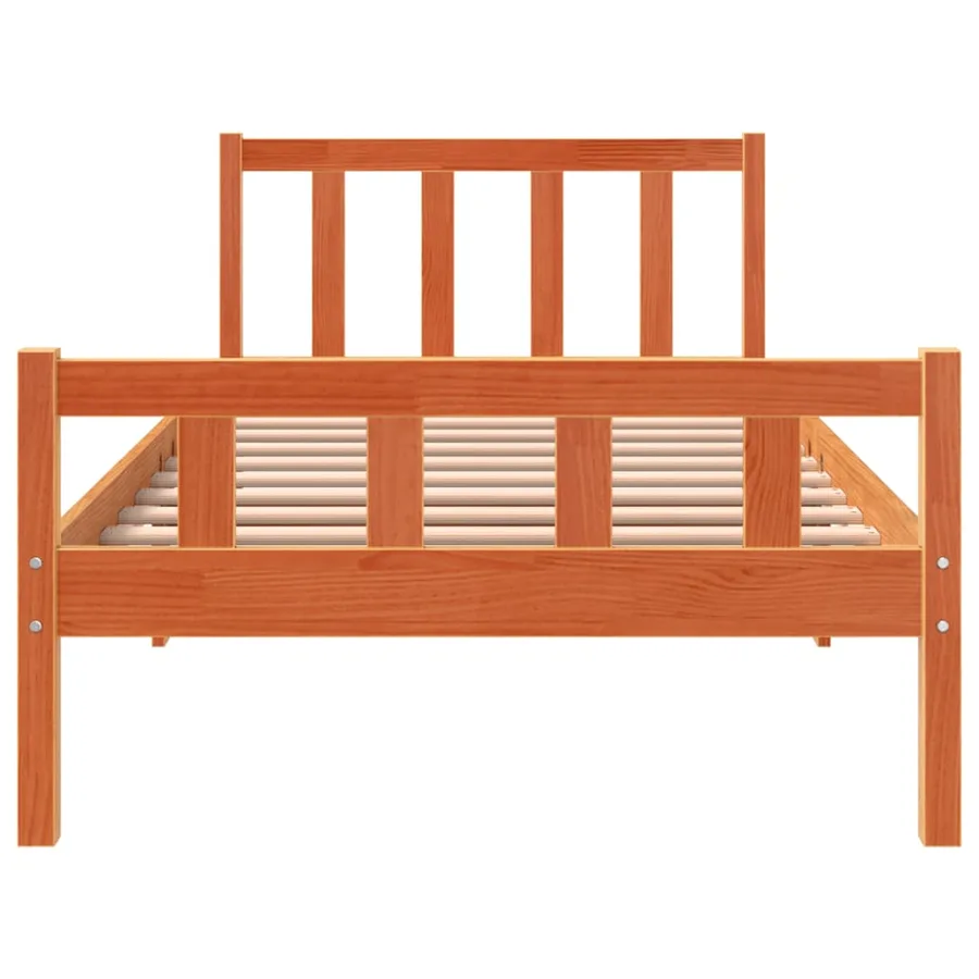 Cadre de lit sans matelas cire marron 75x190 cm bois pin massif - 4
