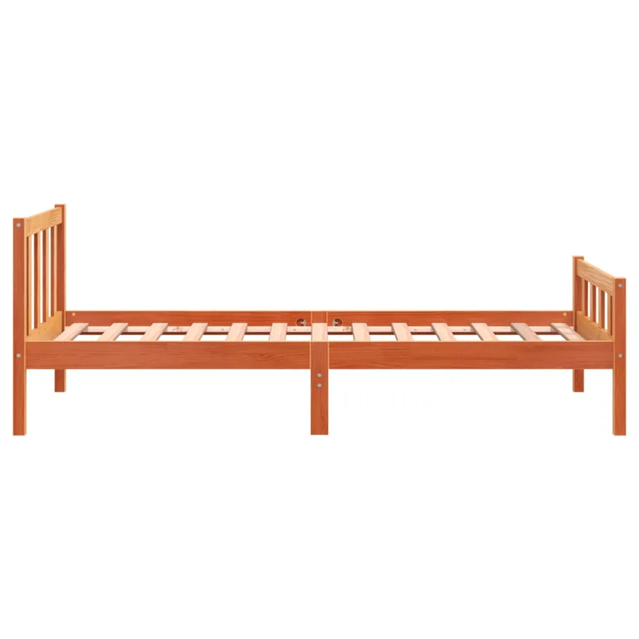 Cadre de lit sans matelas cire marron 75x190 cm bois pin massif - 5