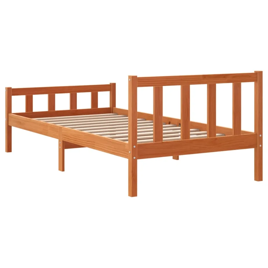Cadre de lit sans matelas cire marron 75x190 cm bois pin massif - 6