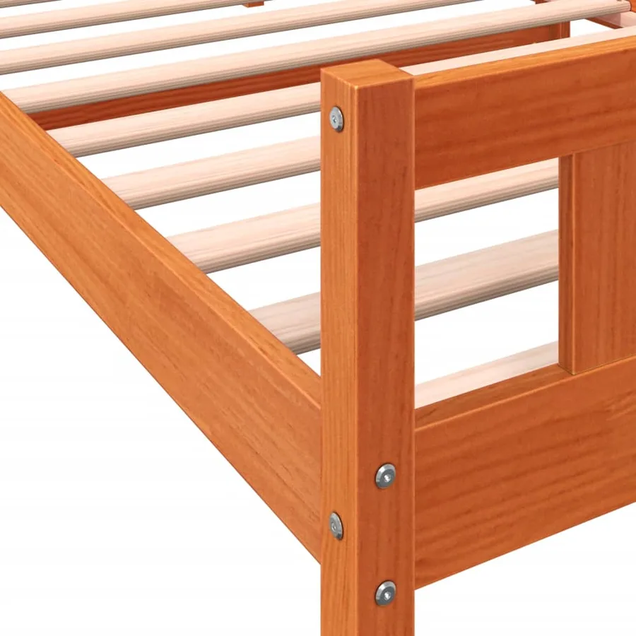 Cadre de lit sans matelas cire marron 75x190 cm bois pin massif - 7