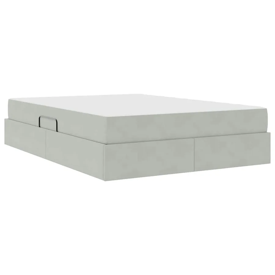 Lit avec rangement et matelas Gris clair 140 x 200 cm Velours - 5