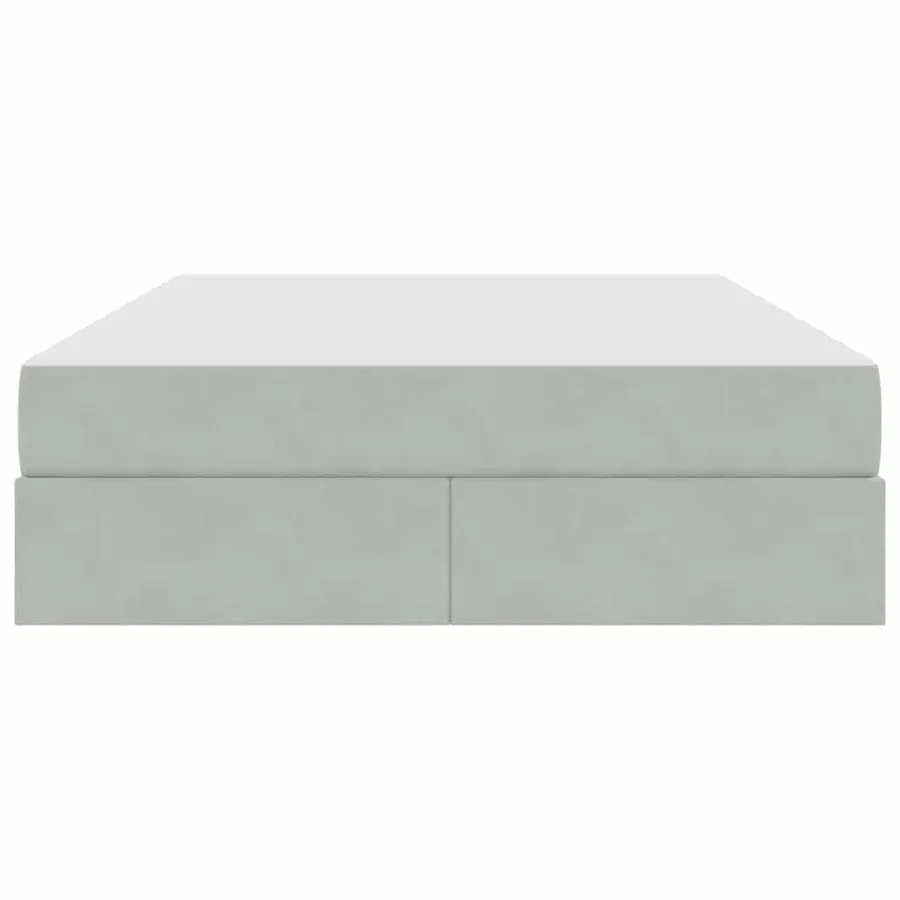 Lit avec rangement et matelas Gris clair 140 x 200 cm Velours - 7
