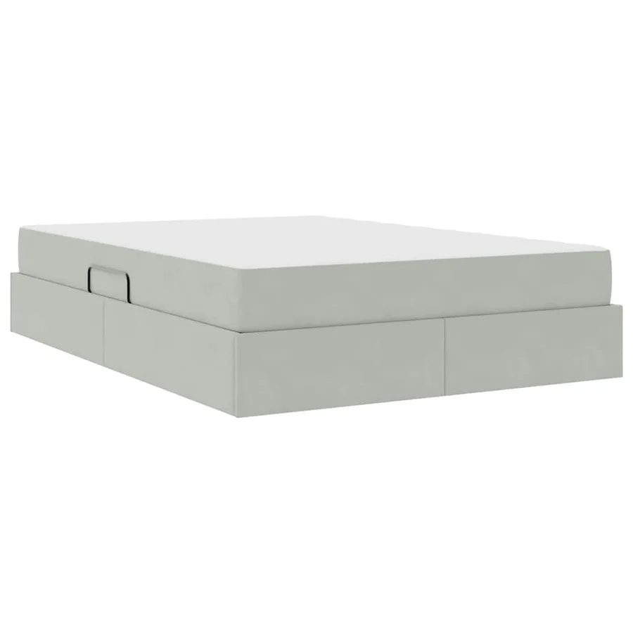Lit avec rangement et matelas Gris clair 140 x 200 cm Velours - 8