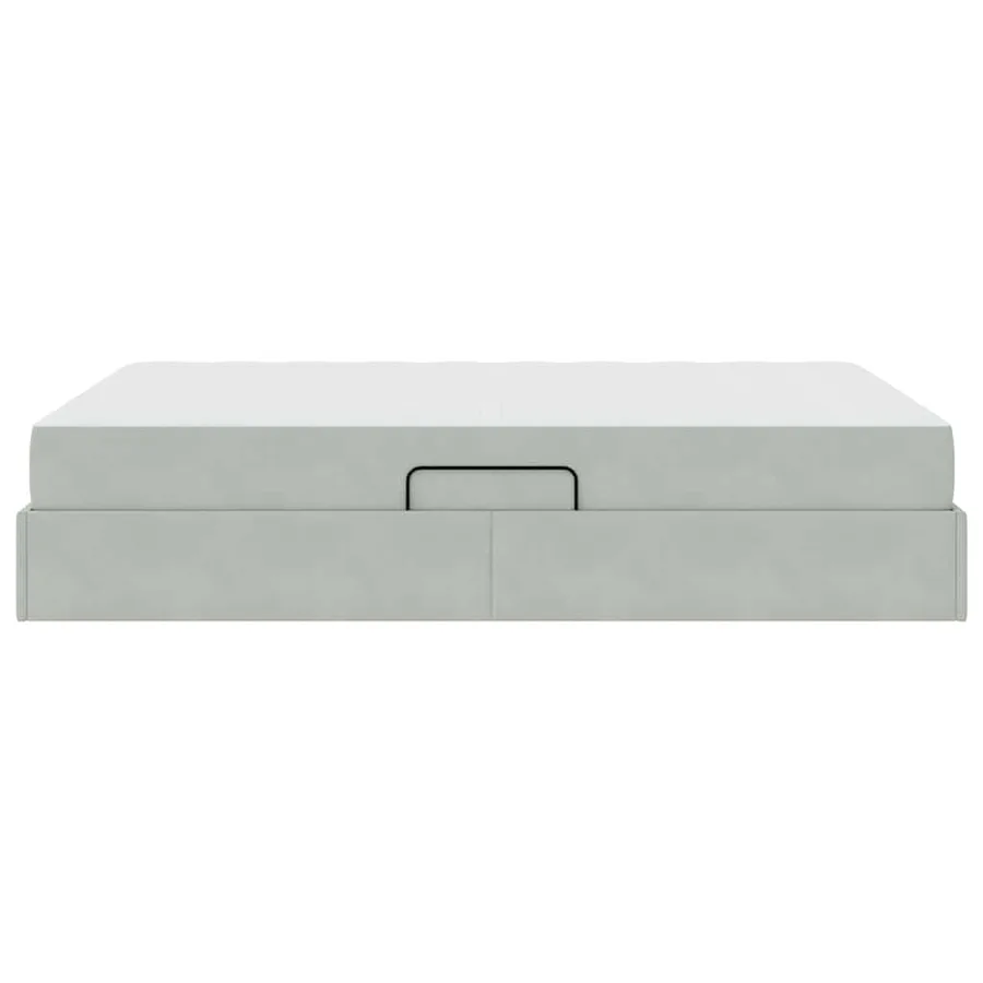 Lit avec rangement et matelas Gris clair 140 x 200 cm Velours - 9