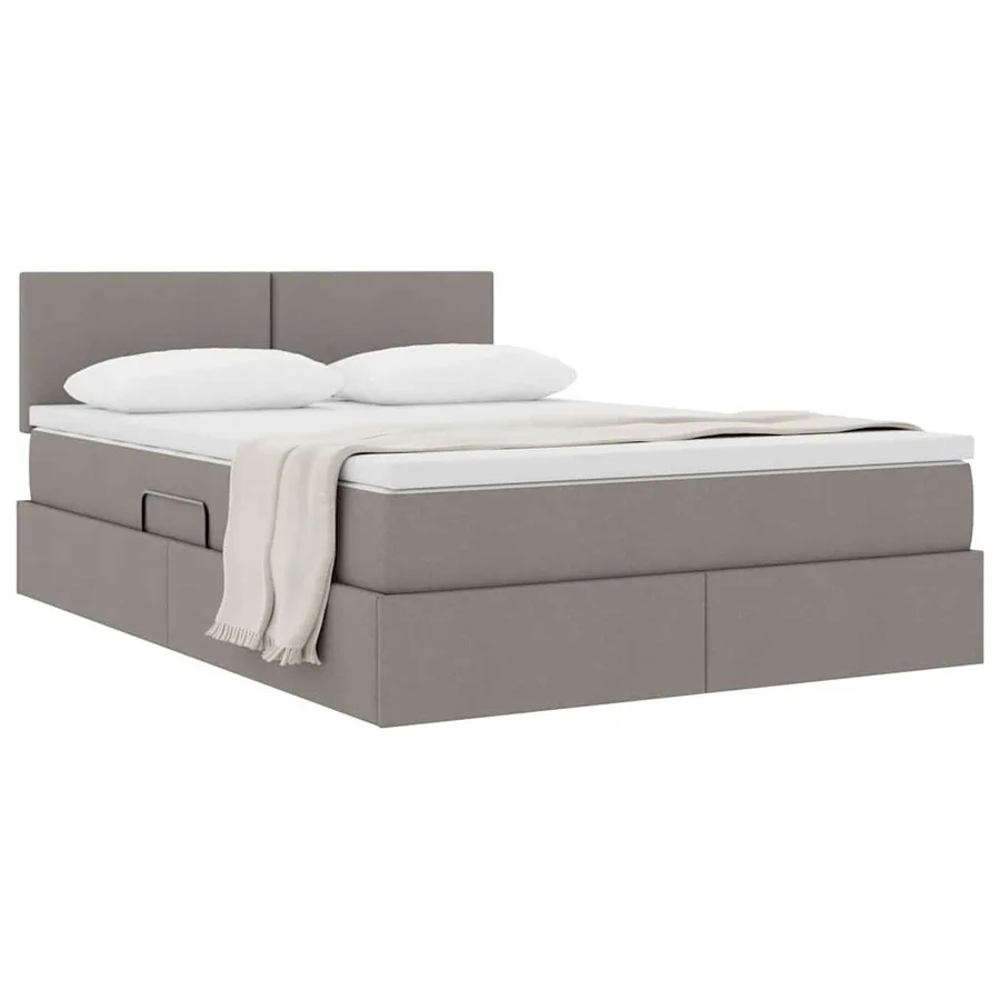 Lit avec rangement et matelas avec matelas Taupe 140 x 200 cm - 3