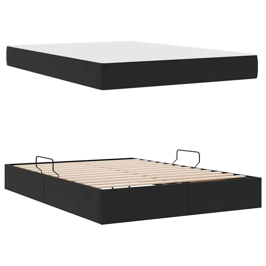 Lit avec rangement et matelas Noir 140 x 200 cm Velours - 7