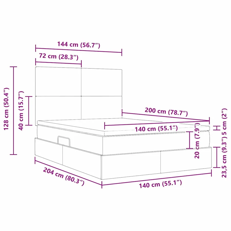 Lit de rangement LED avec matelas Gris clair 140 x 200 cm - 17