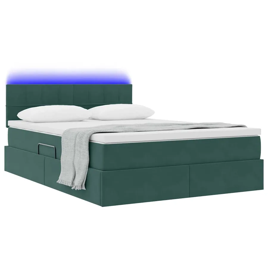 Lit de rangement LED avec matelas Vert foncé 140 x 200 cm - 3