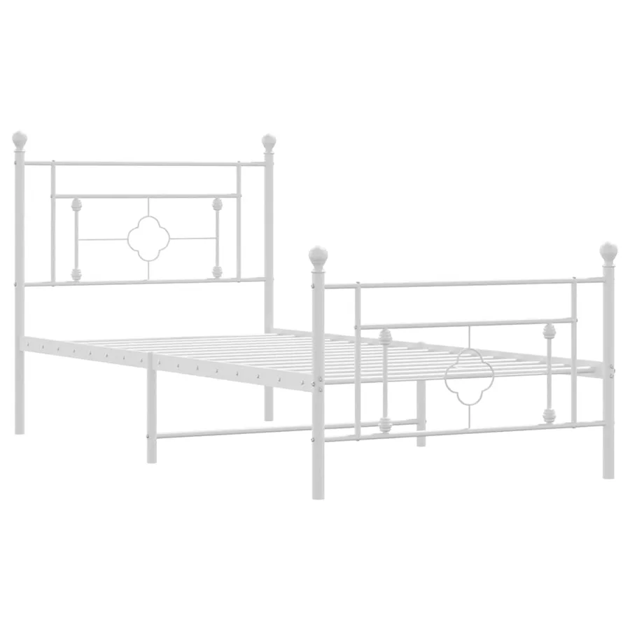 Cadre de lit métal sans matelas et pied de lit blanc 100x200 cm - 4