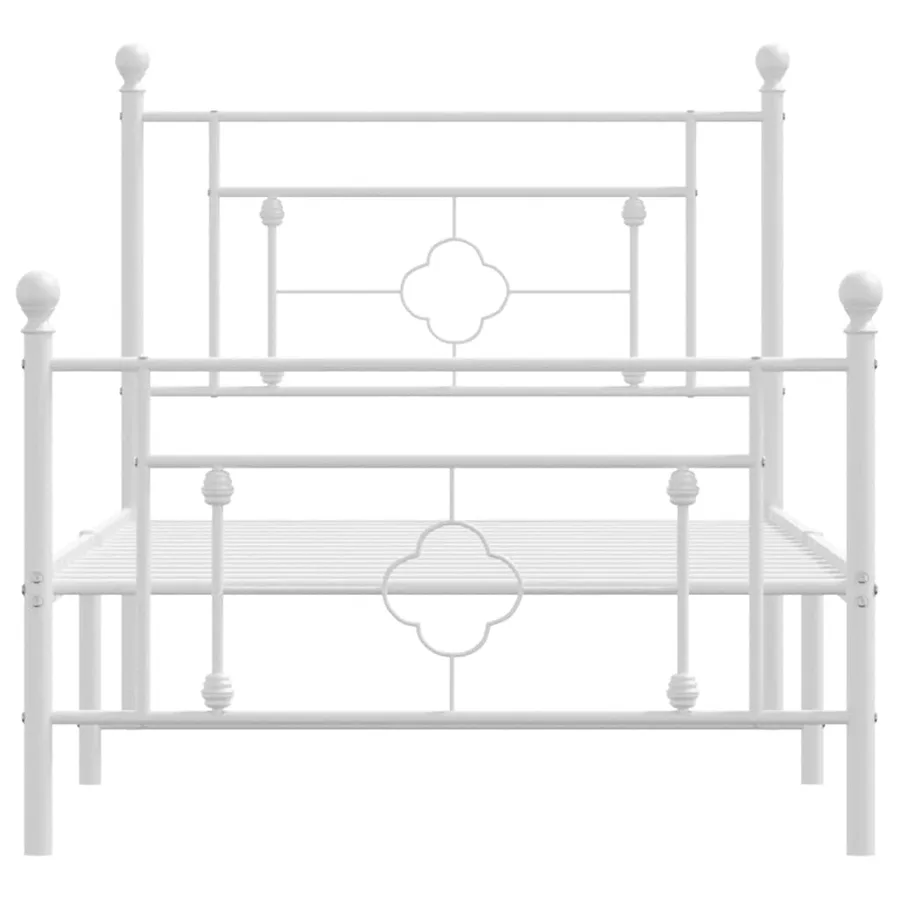 Cadre de lit métal sans matelas et pied de lit blanc 100x200 cm - 6