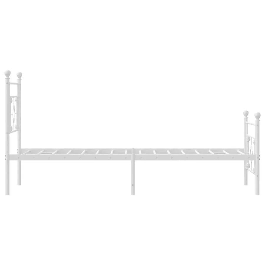 Cadre de lit métal sans matelas et pied de lit blanc 100x200 cm - 7
