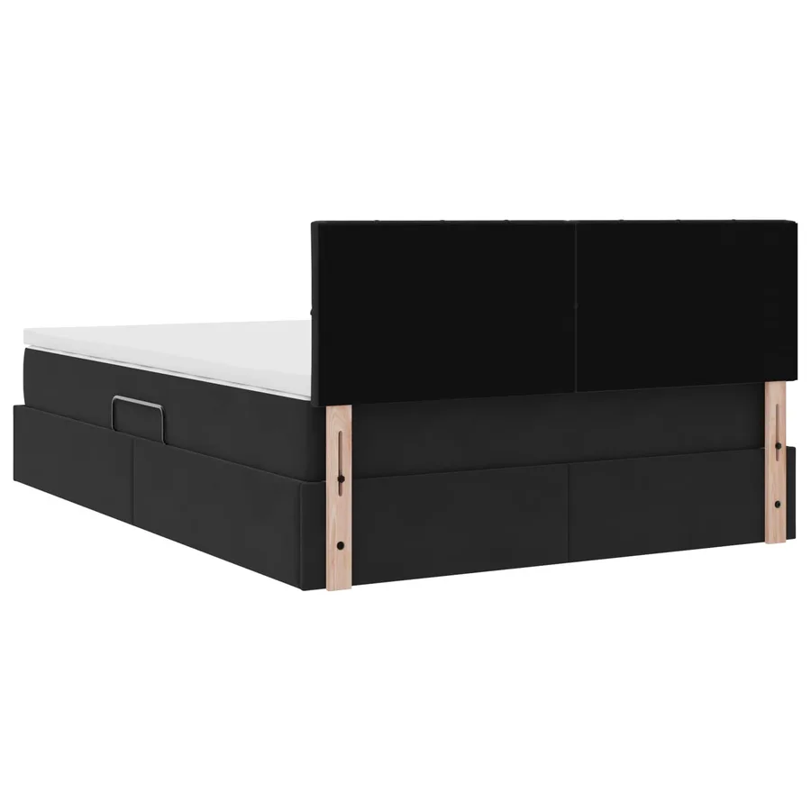 Lit de rangement LED avec matelas Noir 140 x 200 cm Velours - 12