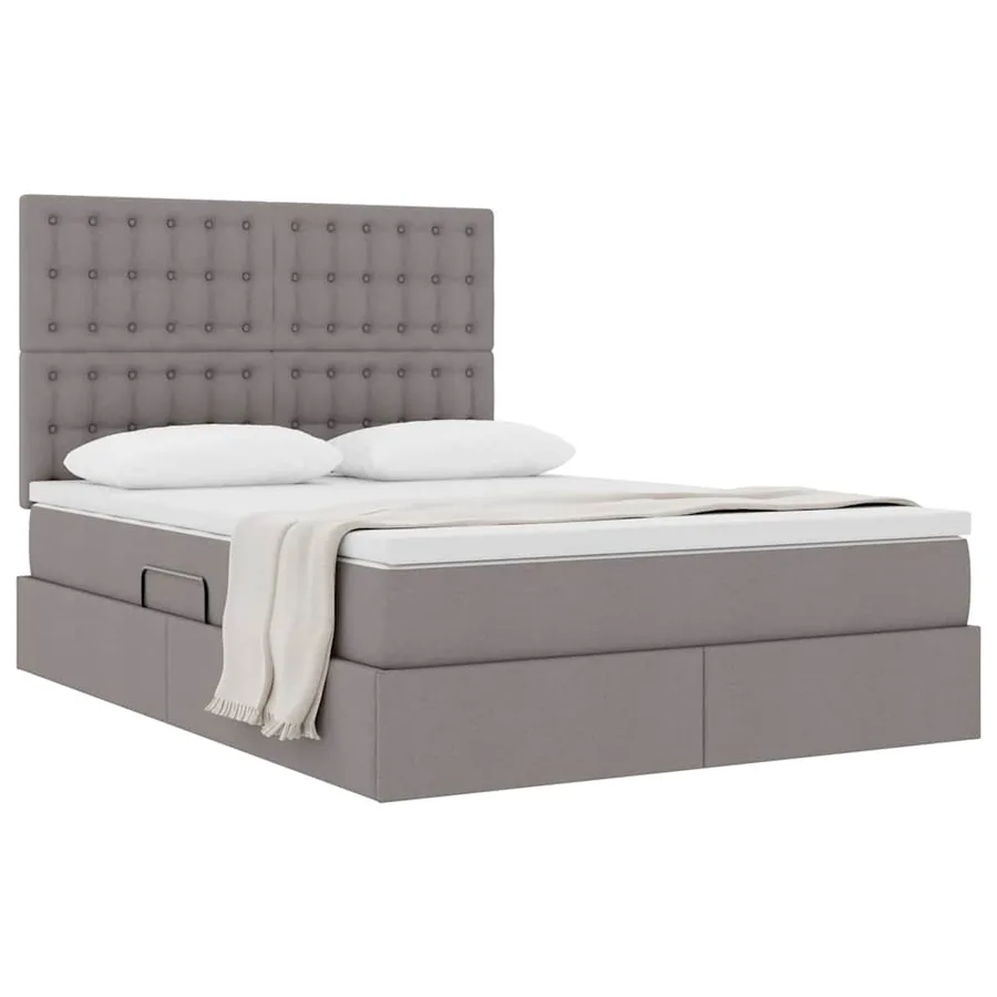 Lit avec rangement et matelas Taupe 140 x 200 cm tissu - 3