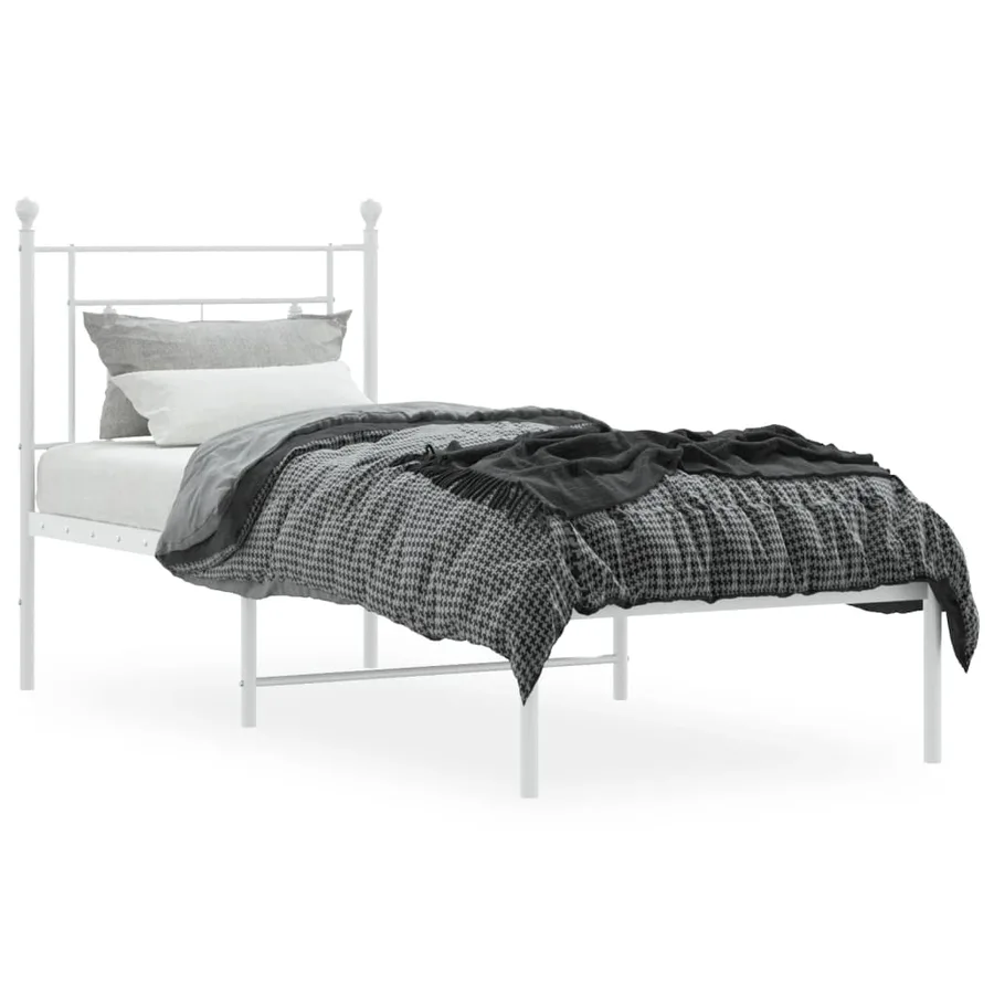 Cadre de lit métal sans matelas avec tête de lit blanc 80x200cm - 3