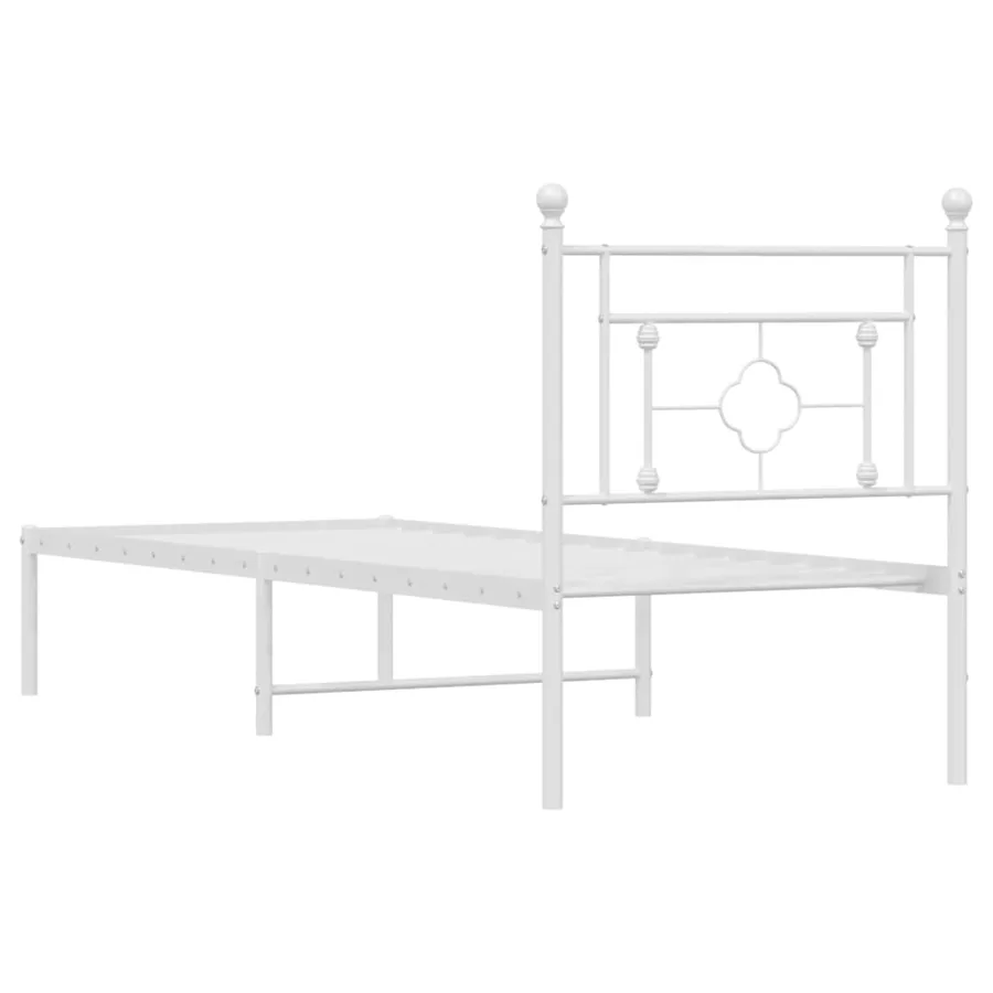Cadre de lit métal sans matelas avec tête de lit blanc 80x200cm - 7