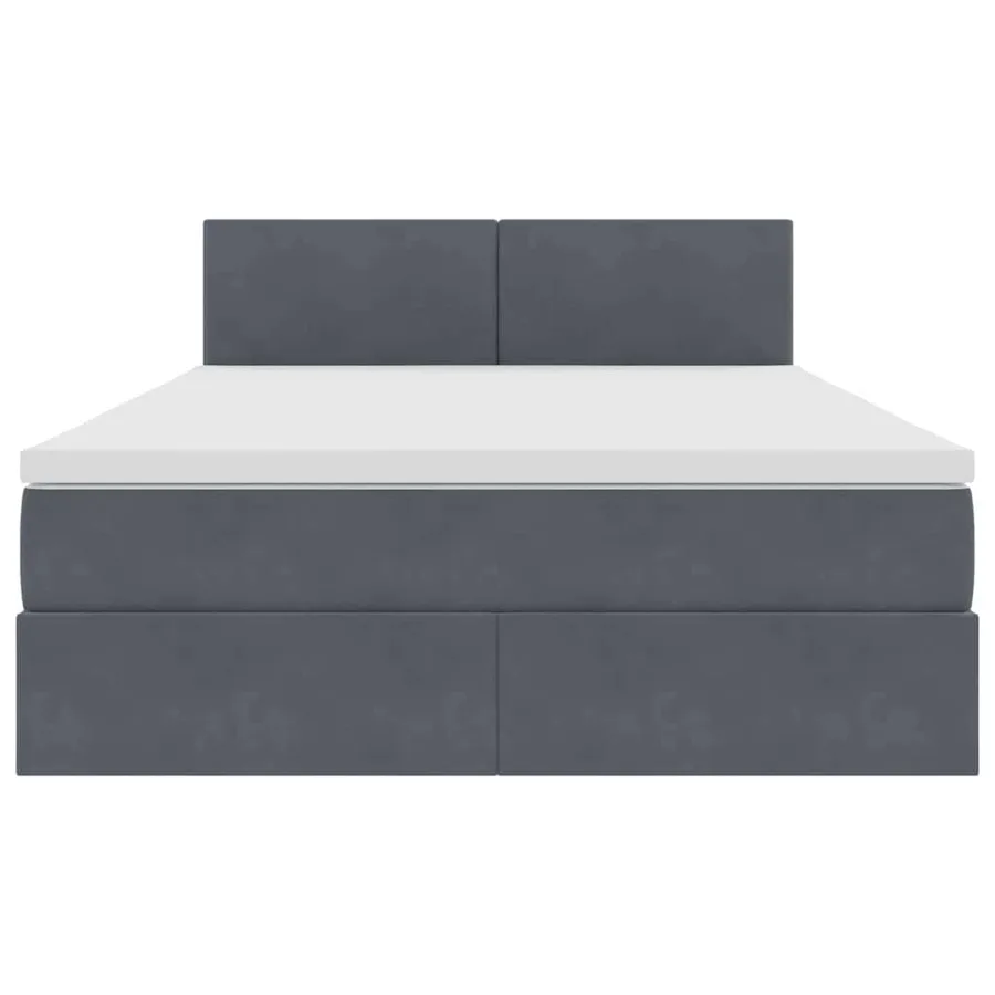 Lit de Rangement avec matelas Gris foncé 140 x 200 cm Velours - 7