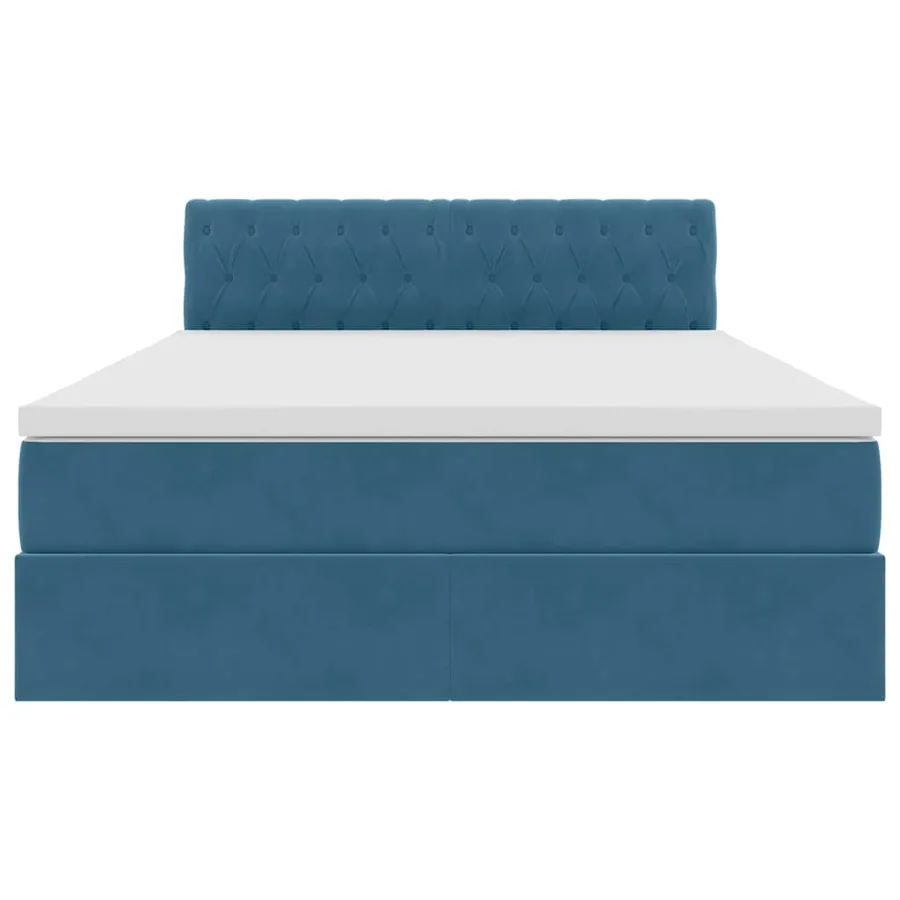 Lit de Rangement avec matelas Bleu foncé 140 x 200 cm Velours - 7