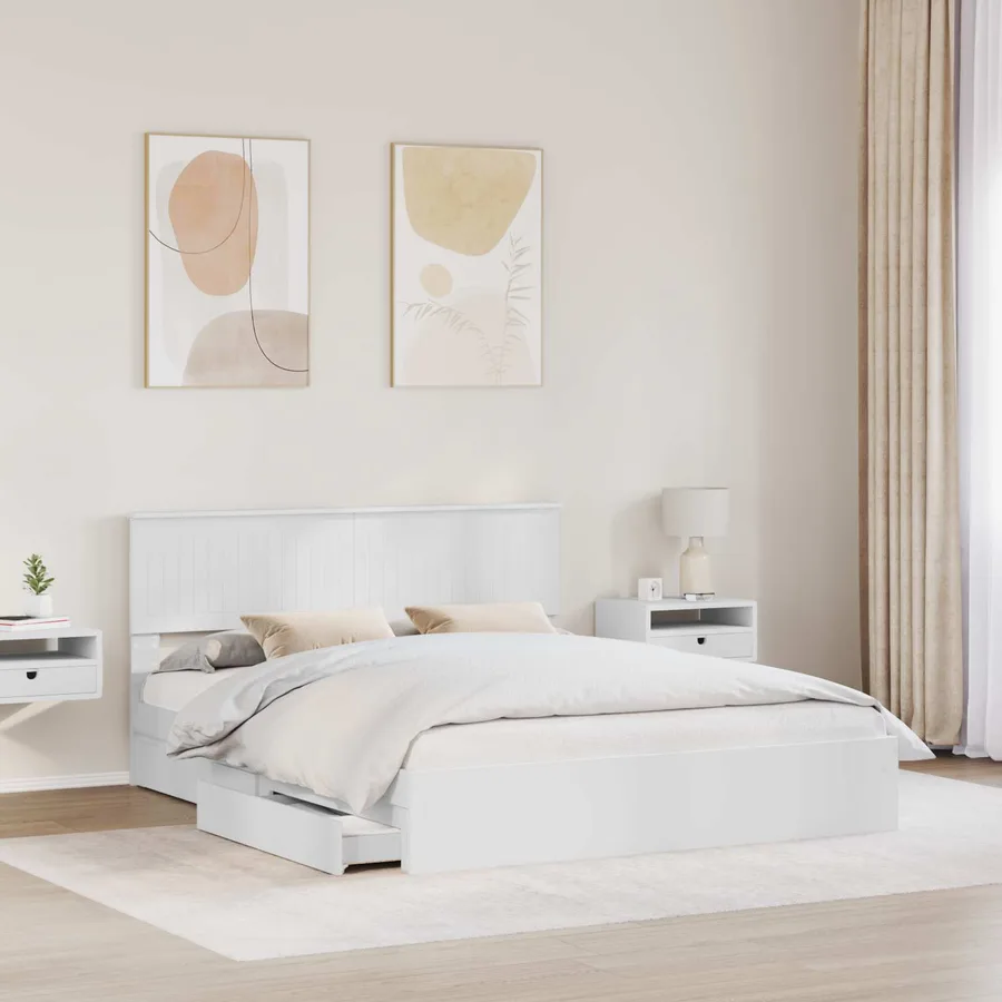 Lit de Rangement Blanc 160 x 200 cm Bois d'ingénierie - 3