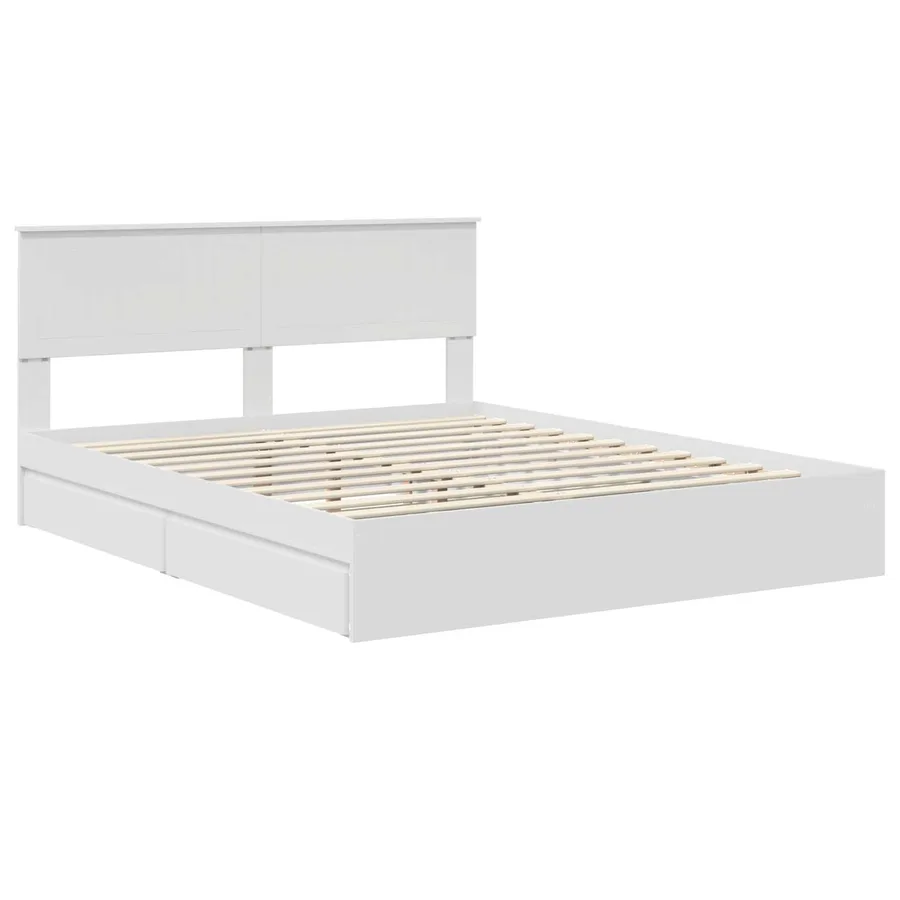 Lit de Rangement Blanc 160 x 200 cm Bois d'ingénierie - 4