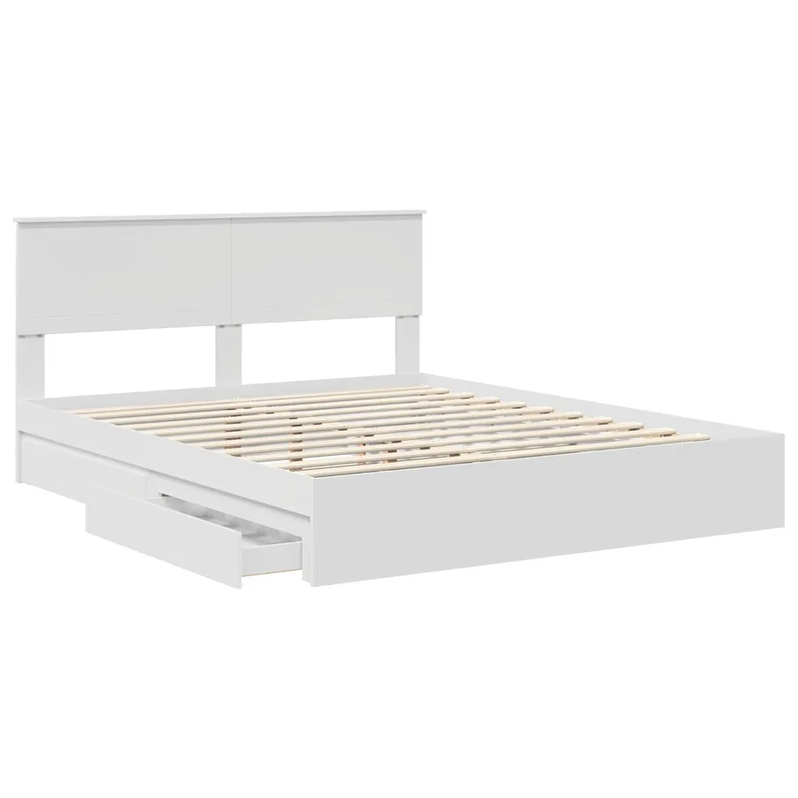 Lit de Rangement Blanc 160 x 200 cm Bois d'ingénierie - 5