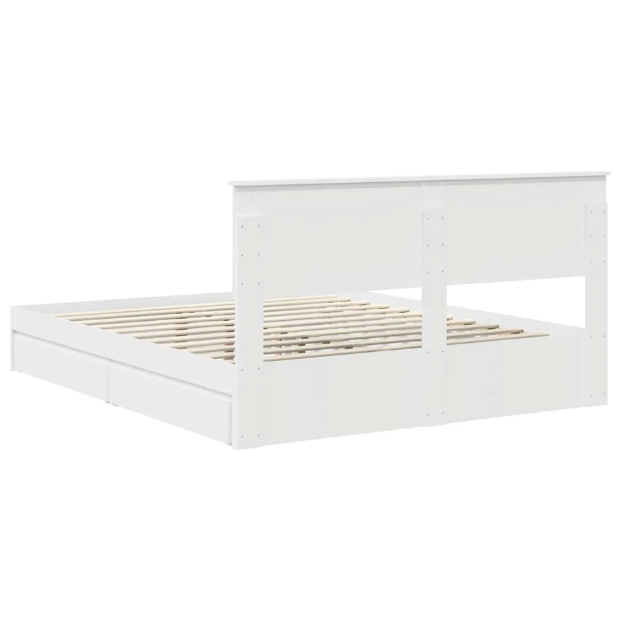 Lit de Rangement Blanc 160 x 200 cm Bois d'ingénierie - 8