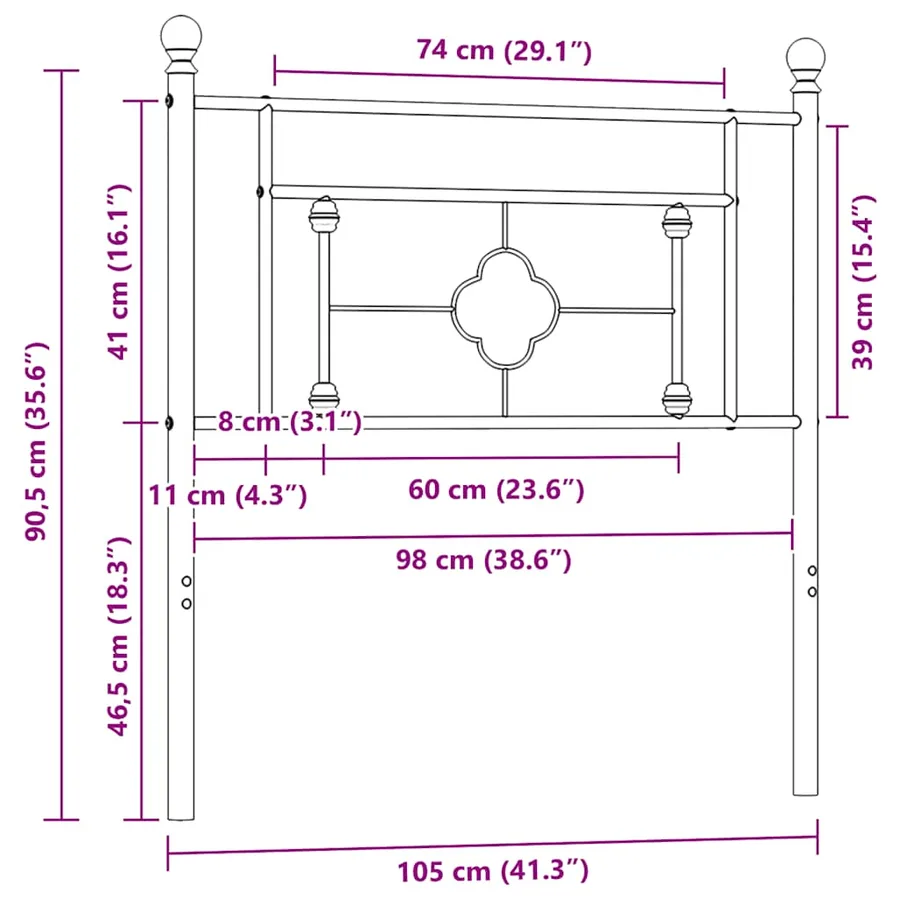 Tête de lit de remplacement métal blanc 100 cm - 7