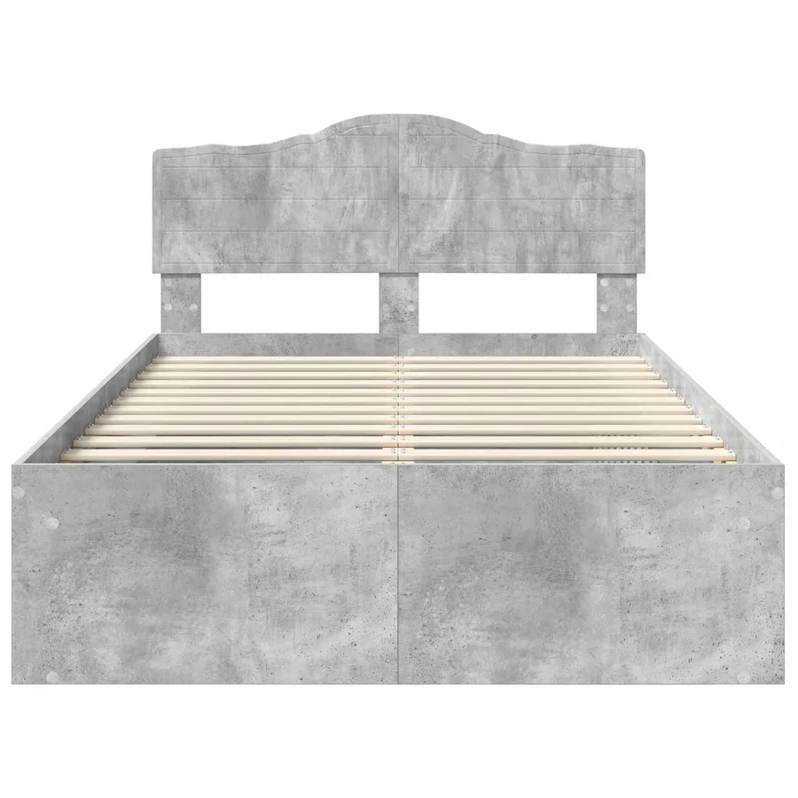 Cadre de lit Gris Béton 135 x 190 cm Bois de pin massif - 7