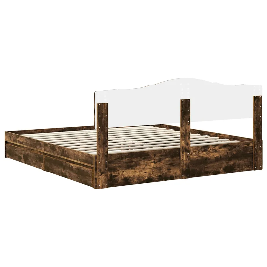 Lit de Rangement Chêne fumé 180 x 200 cm Bois d'ingénierie - 8