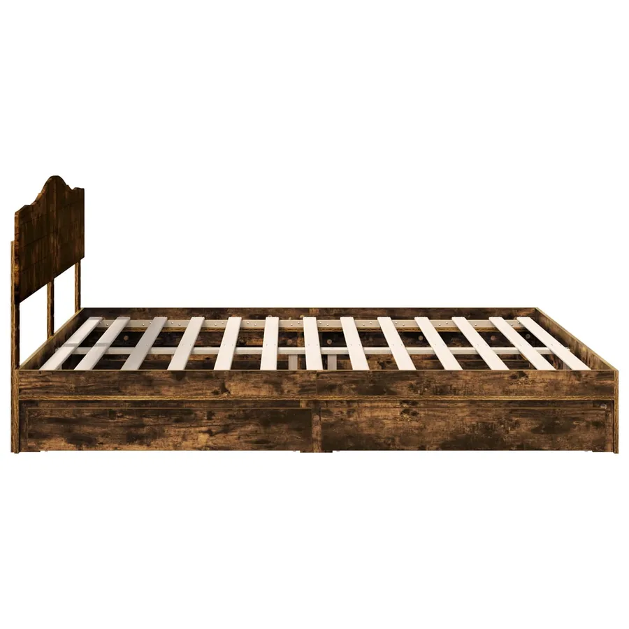 Lit de Rangement Chêne fumé 180 x 200 cm Bois d'ingénierie - 9