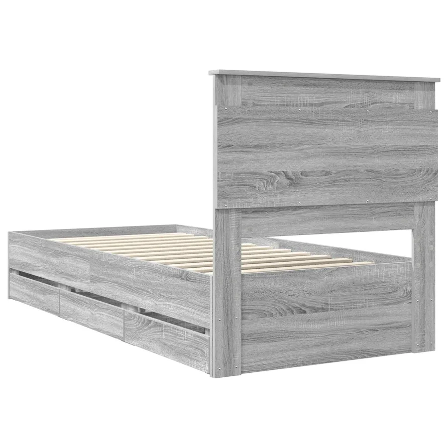 Cadre de lit Gris Sonoma 75 x 190 cm Bois Ingénierie - 10